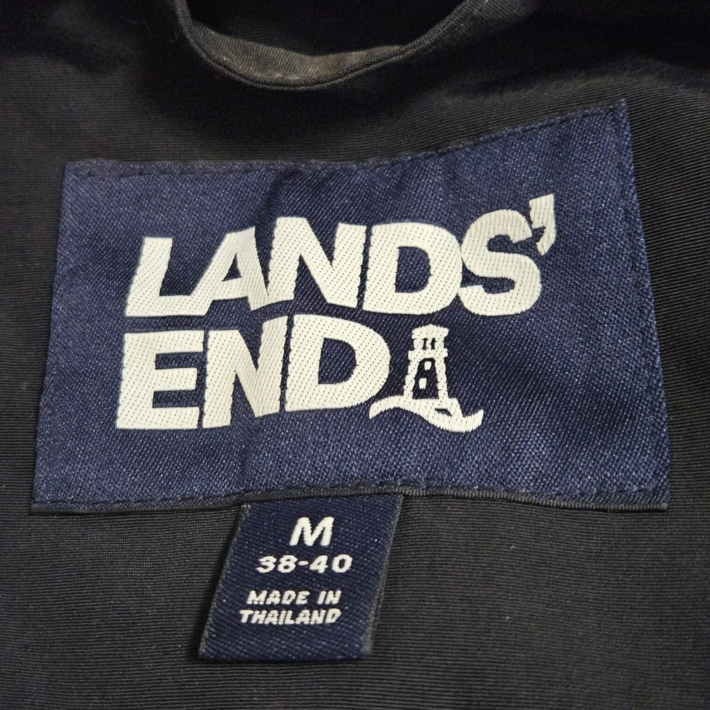 Lands End Black Hooded Parka Winter Minimalist Gorpcore Utility Insulated Mens M - Picture 4 of 9